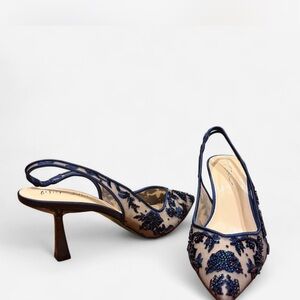 Betsey Johnson Navy Blue Embellished Heels